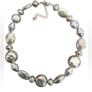 Lane Bryant Silver Colored Bulky Metal Necklace 17”